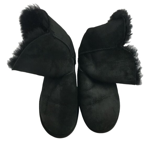 UGG BAILEY BUTTON II BLACK SUEDE SHEEPSKIN WINTER BOOTS 1016226 WOMENS SIZE 8 - Picture 6 of 7
